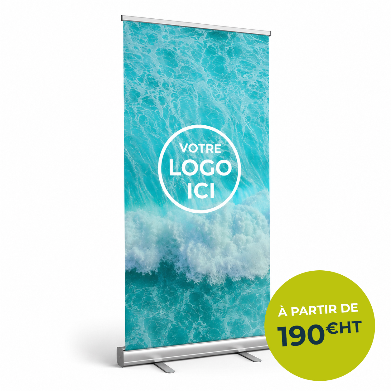 Roll-Up personnalisé 100 × 200 cm avec visuel publicitaire pour stand d’exposition Nauti Pro.